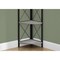 Monarch Specialties Bookshelf, Bookcase, Etagere, Corner, 4 Tier, 60"H, Office, Bedroom, Metal, Laminate, Grey, Black I 3647 - alternate 2